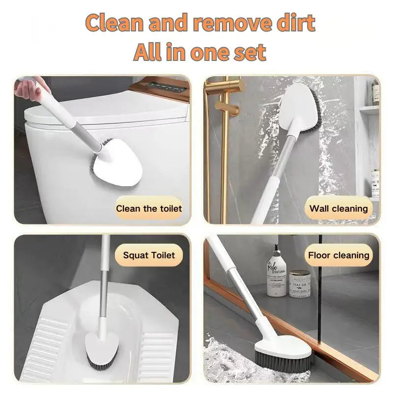 Bathroom Cleaning Made Easy with 4-In-1 Multifunctional Toilet Brush, Full 360° No Dead Corner Cleaning Set.