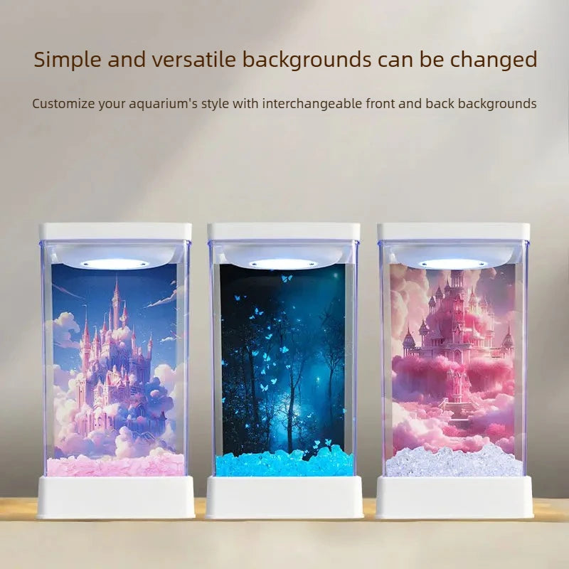 Small Aquarium Compact Aquarium Starter Kit With Light And Filter Home Decor Small Landscape Supplies For Living Room Office
