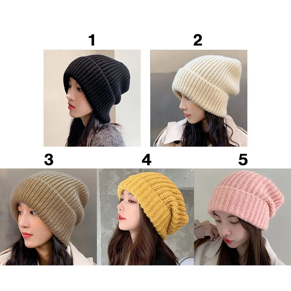 Fashion Winter Warm Hats for Women Casual Stacking Knitted Bonnet Caps Men Hats Solid Color Hip Hop Unisex Female Beanies