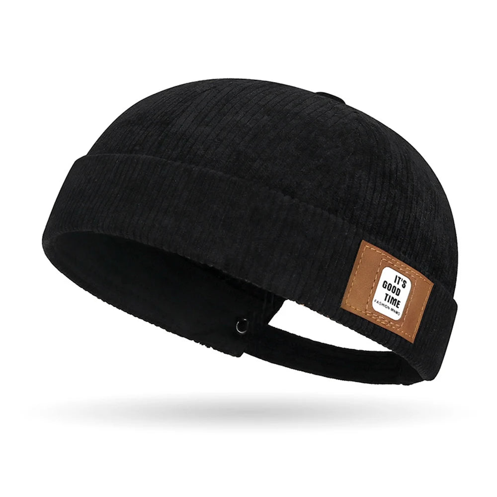 Beanie Hat Hip Hop Hats Bonnet Homme Winter Hat For Women Brimless Skullies Cap Men's Solid Color Street Vintage Portable Hats