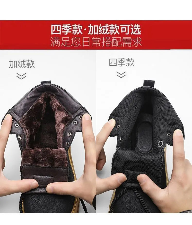 Fashion Men Boots Spring Comfortable Platform Leather Shoes Men Trend Brown Non-slip Work Boots for Men Casual Shoe Cowboy Boots