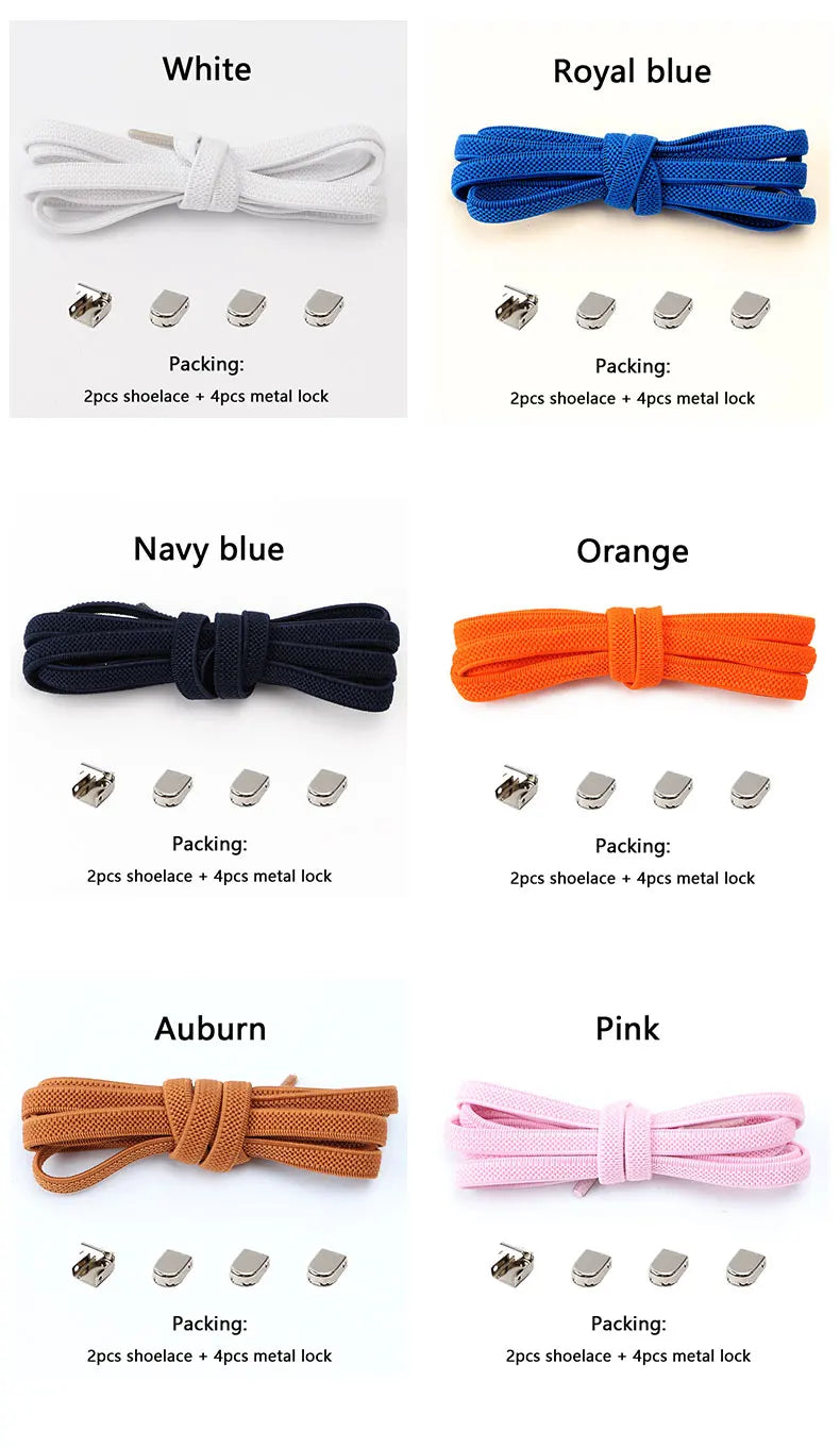 No Tie Elastic Shoe Laces One Size Fits All Adult and Kids Shoes Shoelaces for Sneakers Shoelace Tieless Flat Expand Shoestrings