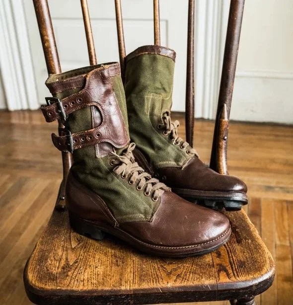 Men's Vintage Military Boots  Boots Flat-Soled Color-Block  Boots