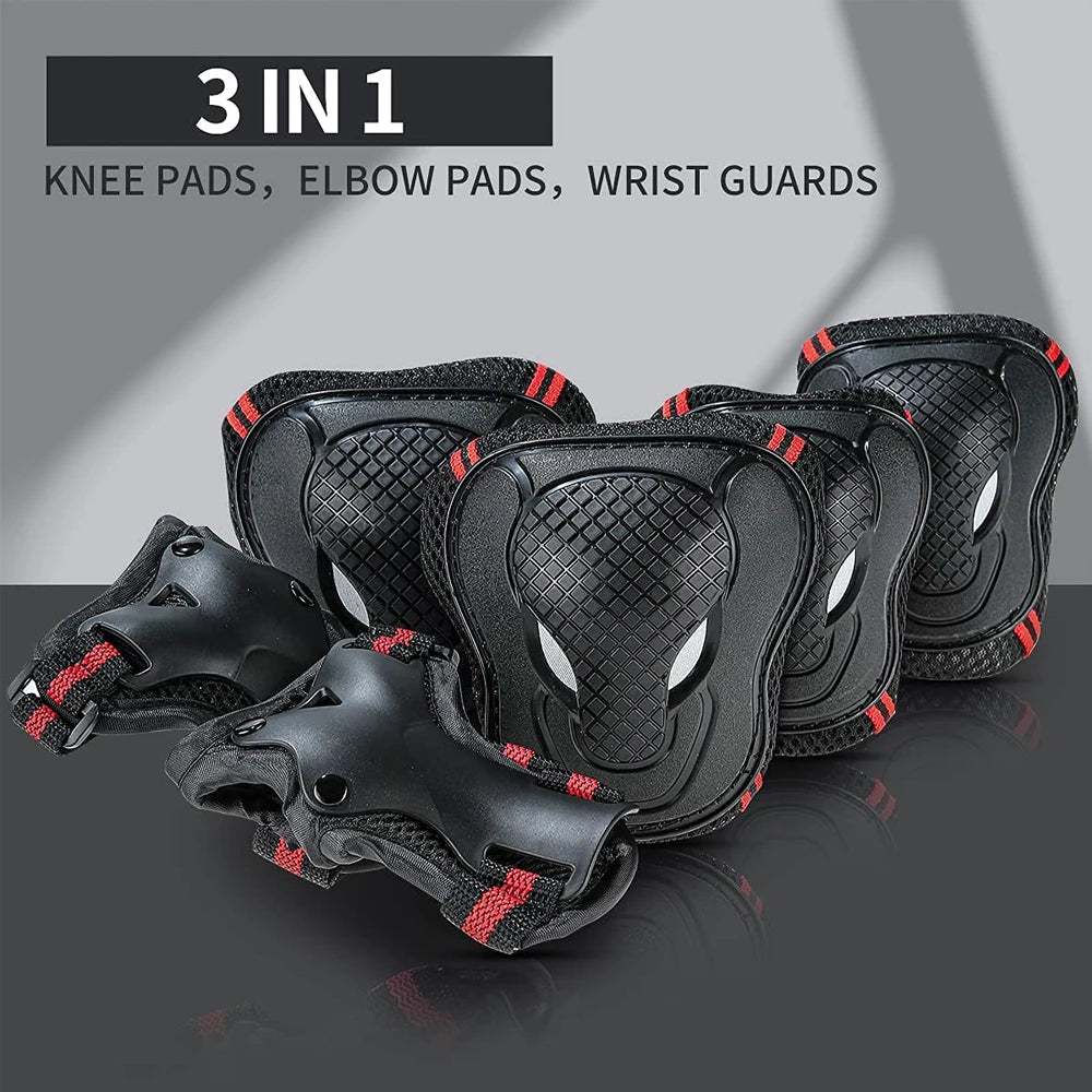 6Pcs/Set Sports Protective Gear Set Skating Knee Pad Elbow Pad Wrist Hand Protector for Kid Adult Cycling Roller Rock Climbing