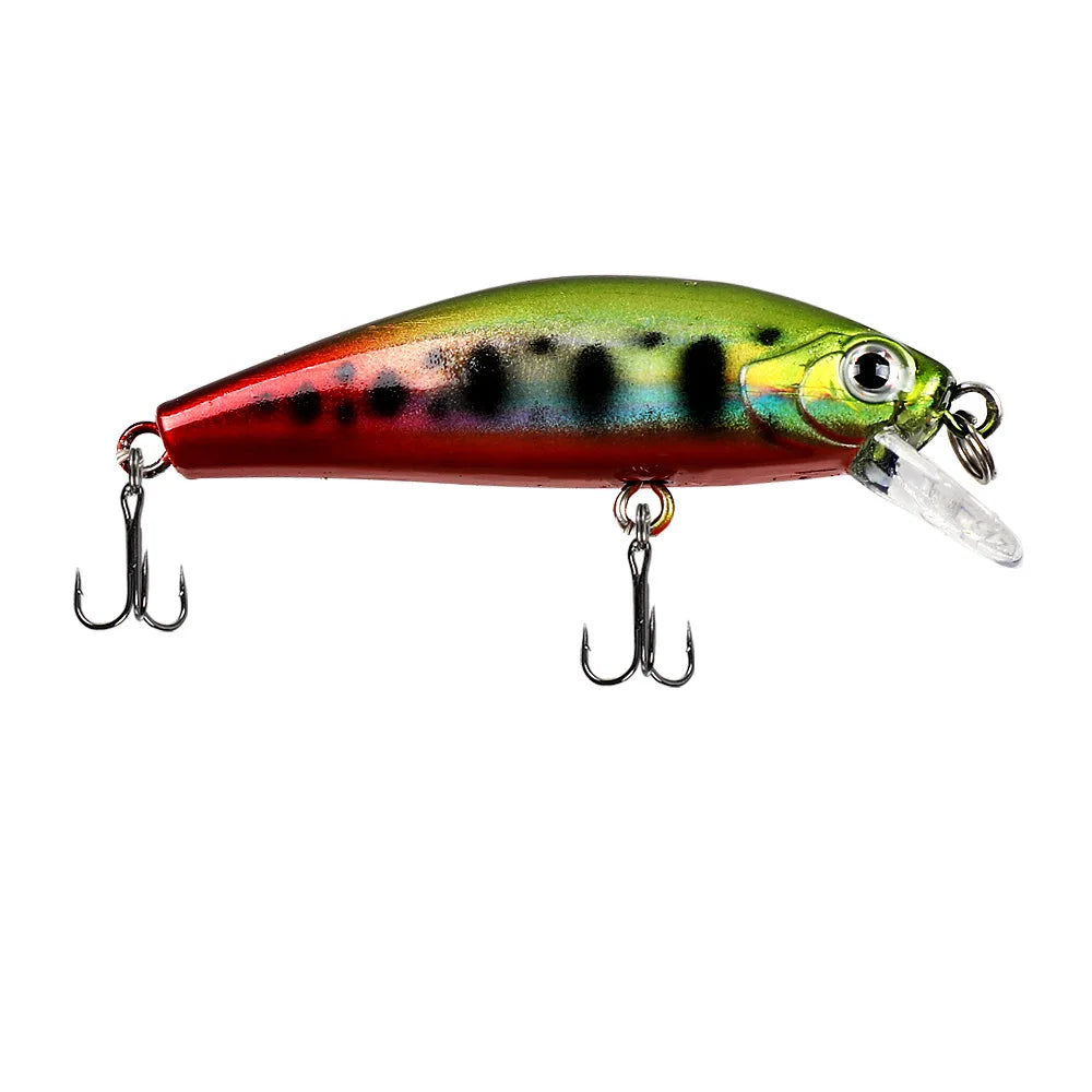 Fishing Lure 6.5g/5cm Sinking Minnow Peacock Bass Fishing Bait with 2 Trible Hook