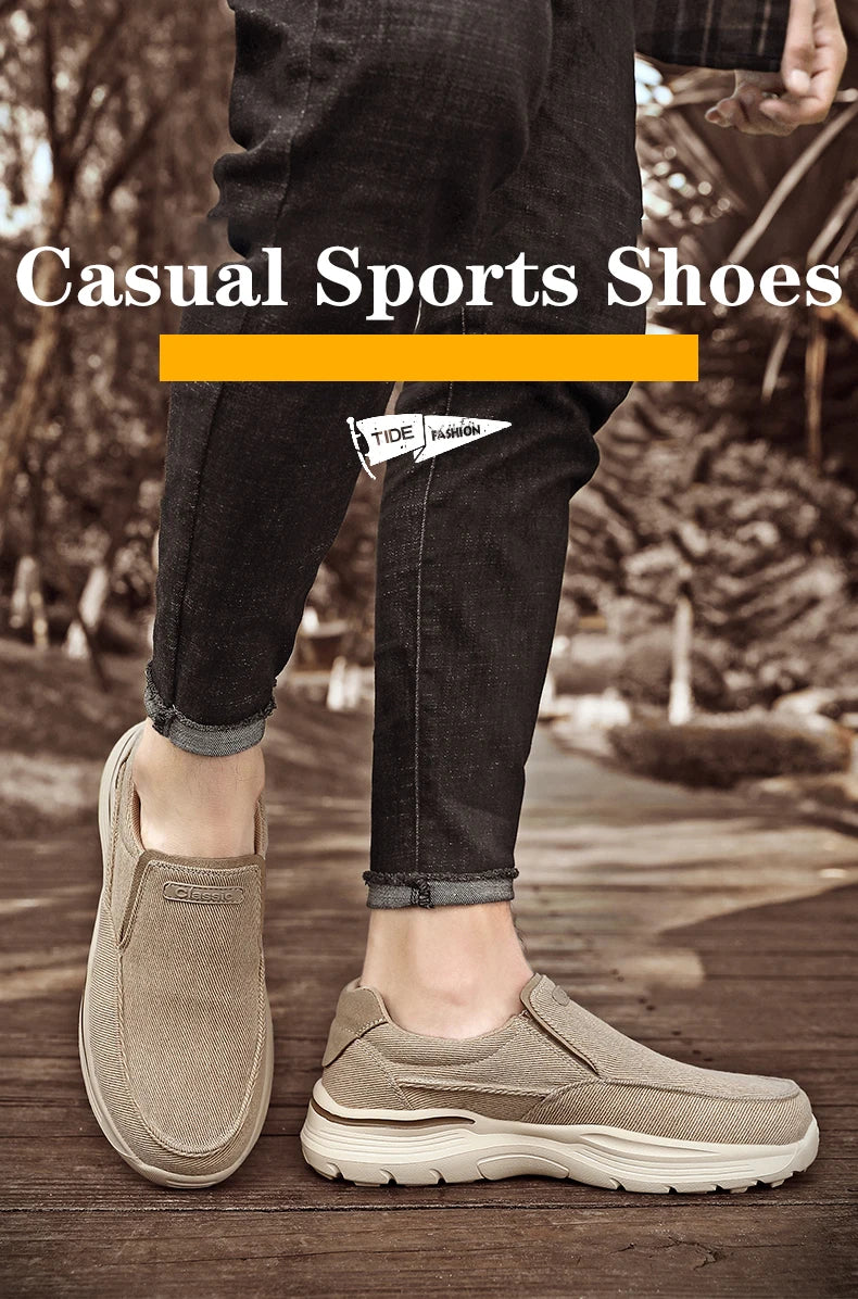 New Men's Casual Sports Shoes Outdoor Comfortable Shoelace-Free Hiking Shoes Denim Fashion And Comfortable Walking Whoes