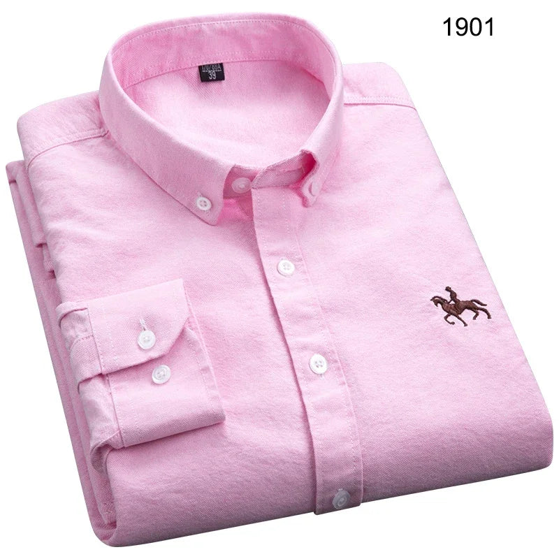 Long Sleeve Shirts for Men Clothing Autumn Winter 100% Cotton Oxford Top Blouse Large Size Business Casual Shirts Korean Fashion