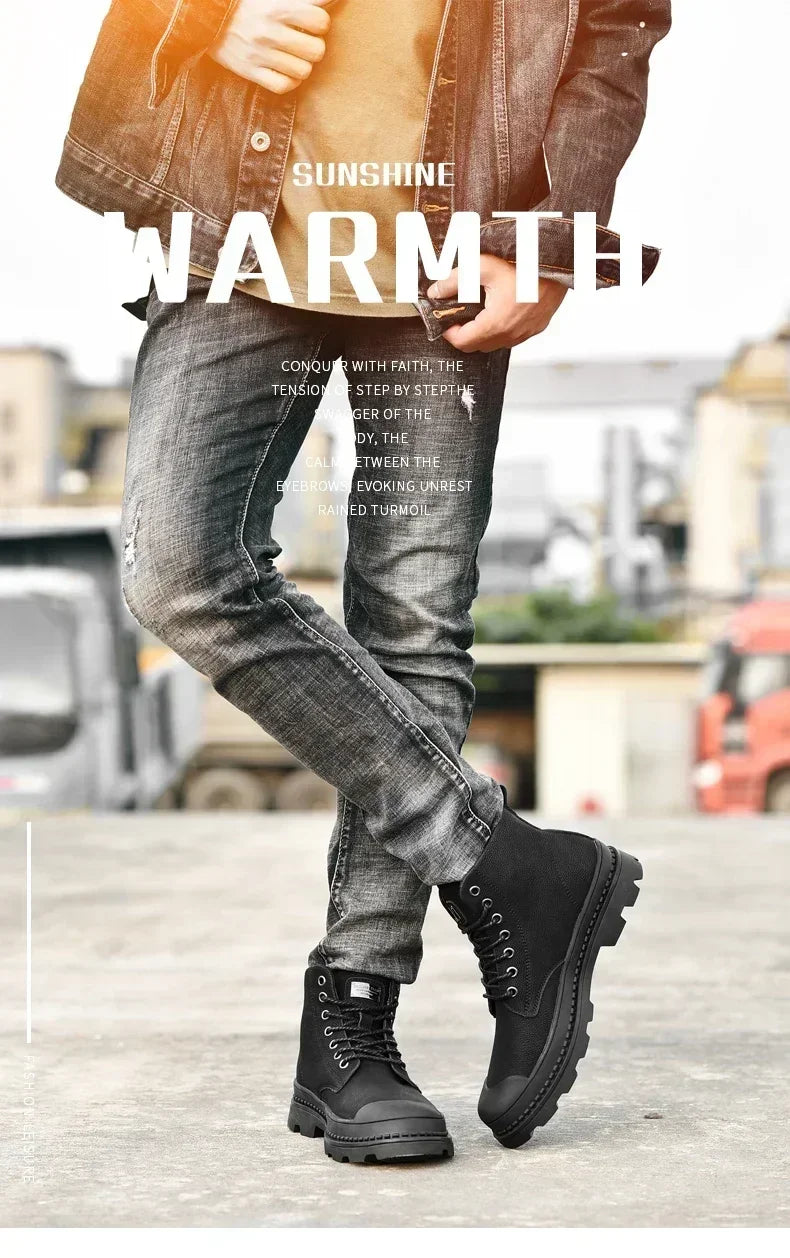 Winter Men Boots Waterproof Leather Boots Keep Warm Mens Ankle Boots Comfortable Man Work Boots Male Snow Boots Men Botas