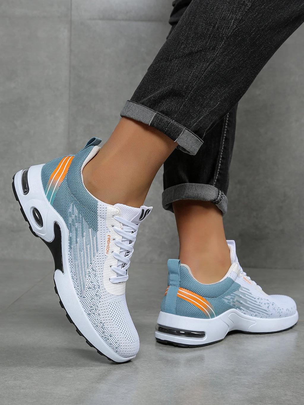 Men's shoes, men's casual shoes, breathable mesh, air-cushioned, soft-soled, color-blocked fashionable sports shoes