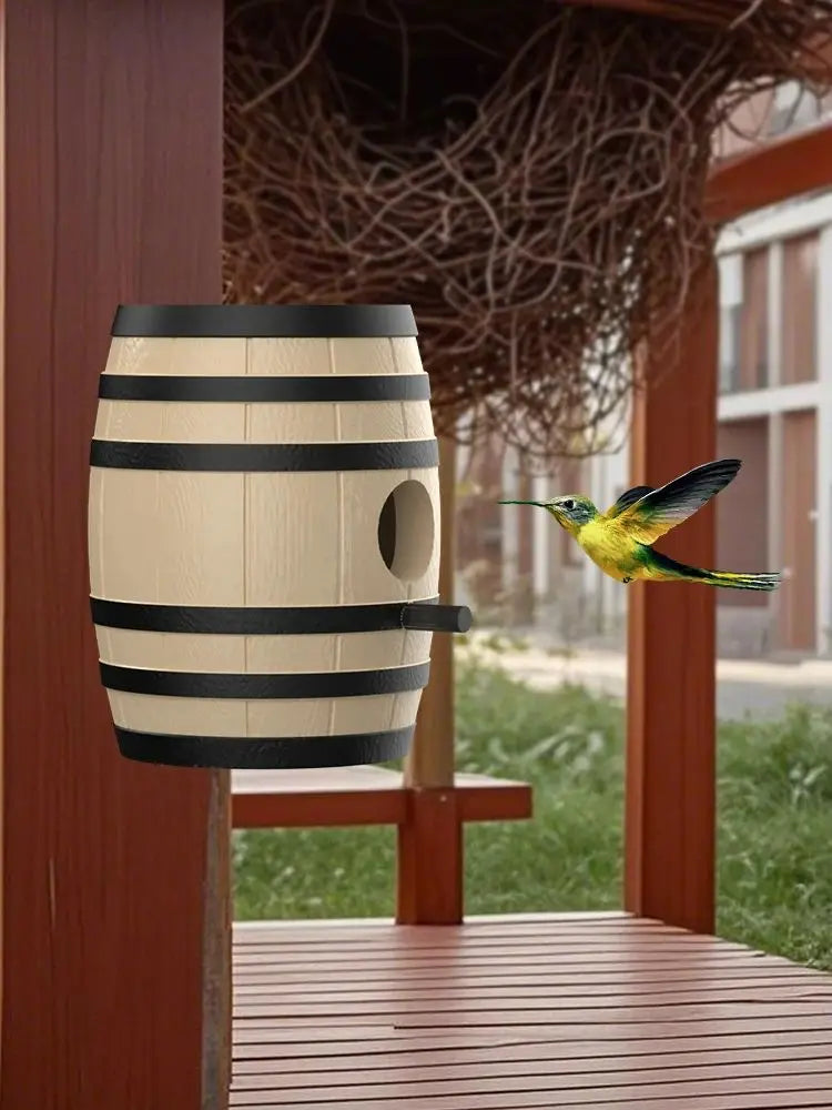 The beer barrel bird house is sturdy and durable, and can be used in various outdoor places to provide a warm home for birds