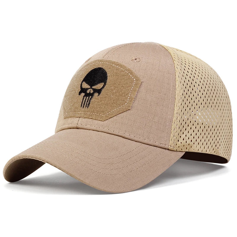 Unisex Skull Embroidered Top with Patch Breathable Baseball Caps Spring and Autumn Outdoor Adjustable Casual Hat Sunscreen Hat
