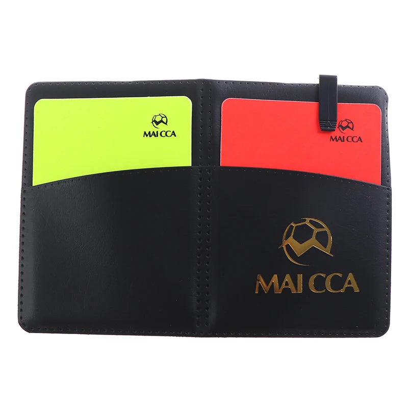 Soccer Referee Red Yellow Card Professional Fair Play Cards Football Linesman Leather Case Bag Set Sports Game Equipment