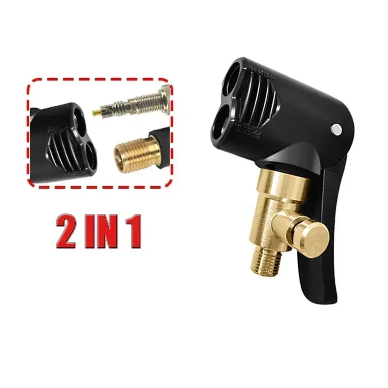 Bicycle Pump Nozzle Hose Adapter Dual Head Pumping Parts Service Accessories Valve Convertor Bycicle