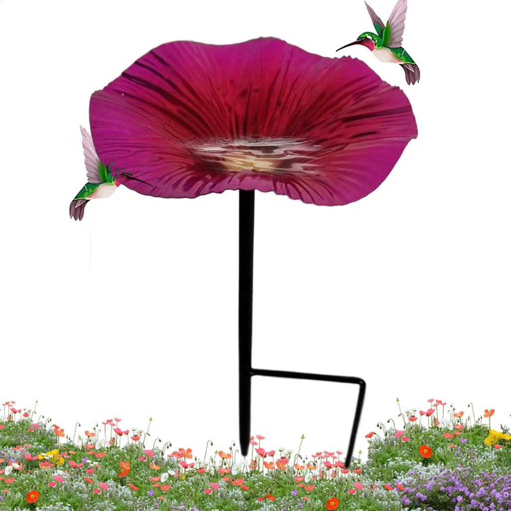 Bird waterer and feeding station Outdoor Bird Bath Pole Water Feeder Flower Shape Decorative Feeding Station Garden Decor