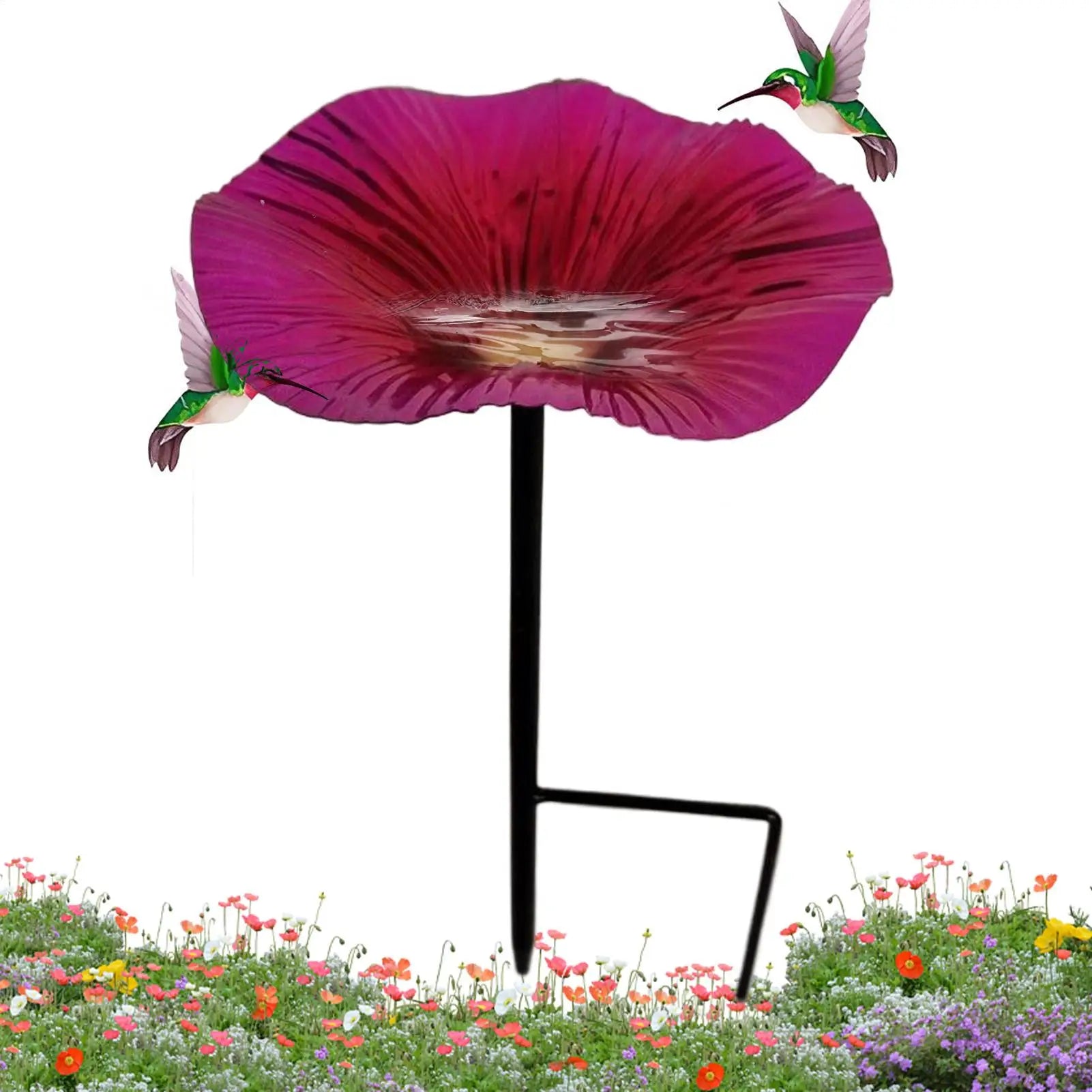 Bird waterer and feeding station Outdoor Bird Bath Pole Water Feeder Flower Shape Decorative Feeding Station Garden Decor