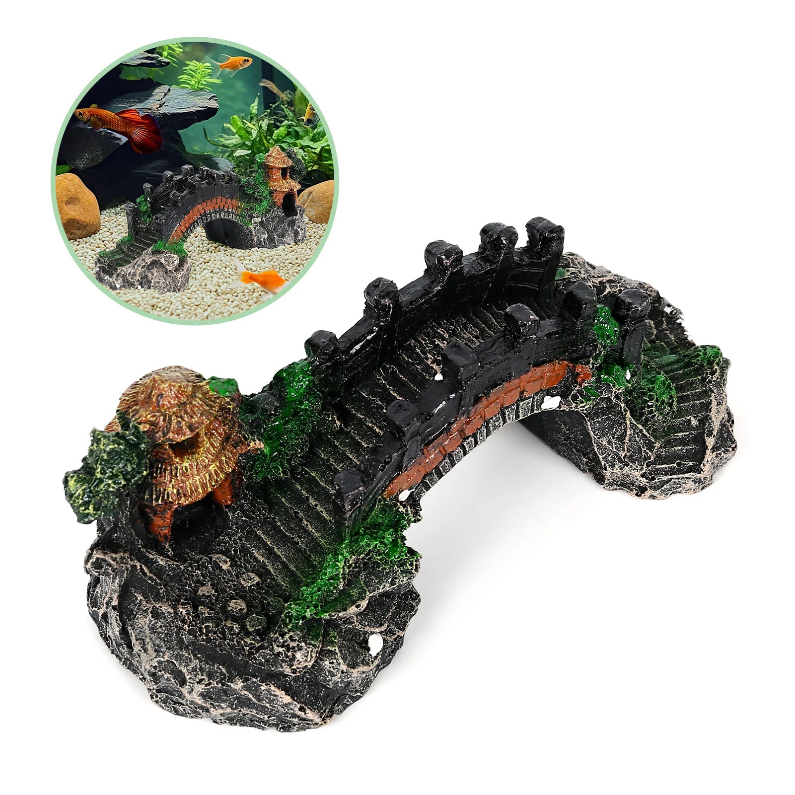 Aquarium Artificial Bridge Ornaments Resin Fish Tank Artificial Landscaping Rockery Bridge Decorations Aquarium Decor Supplies