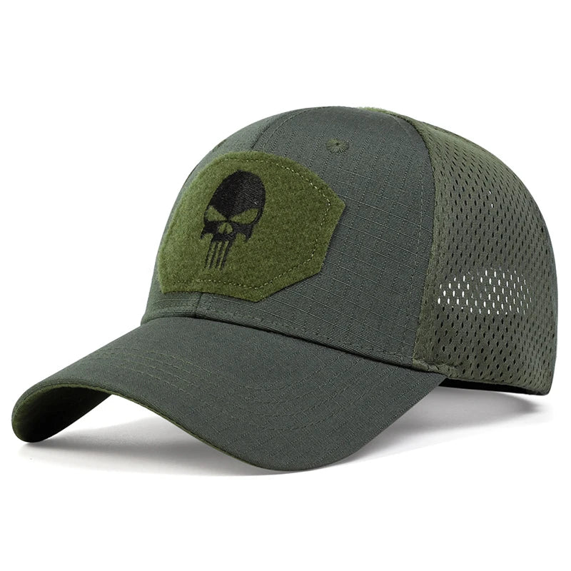 Unisex Skull Embroidered Top with Patch Breathable Baseball Caps Spring and Autumn Outdoor Adjustable Casual Hat Sunscreen Hat