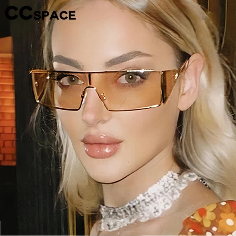 2024 Sense Of Technology Sunglasses Trendy New In One-piece Lens Goggle Ladies Outdoors Riding Sports Metal Suneyeglass 301150