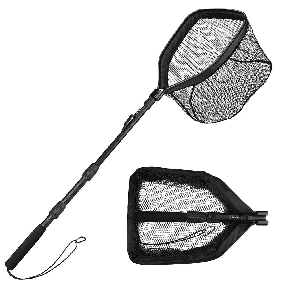 Fishing Net Fish Floating Landing Nets with Foldable Telescopic Pole Handle&Nylon Mesh for Saltwater Freshwater Catch&Release