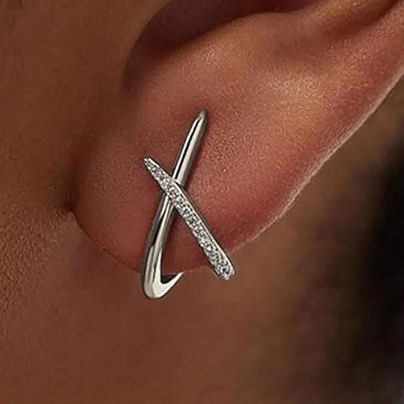 Trendy Inlaid with Rhinestones Cross Stud Earrings for Women Dainty Simple Minimalist Earring Fashion Jewelry Party Gifts