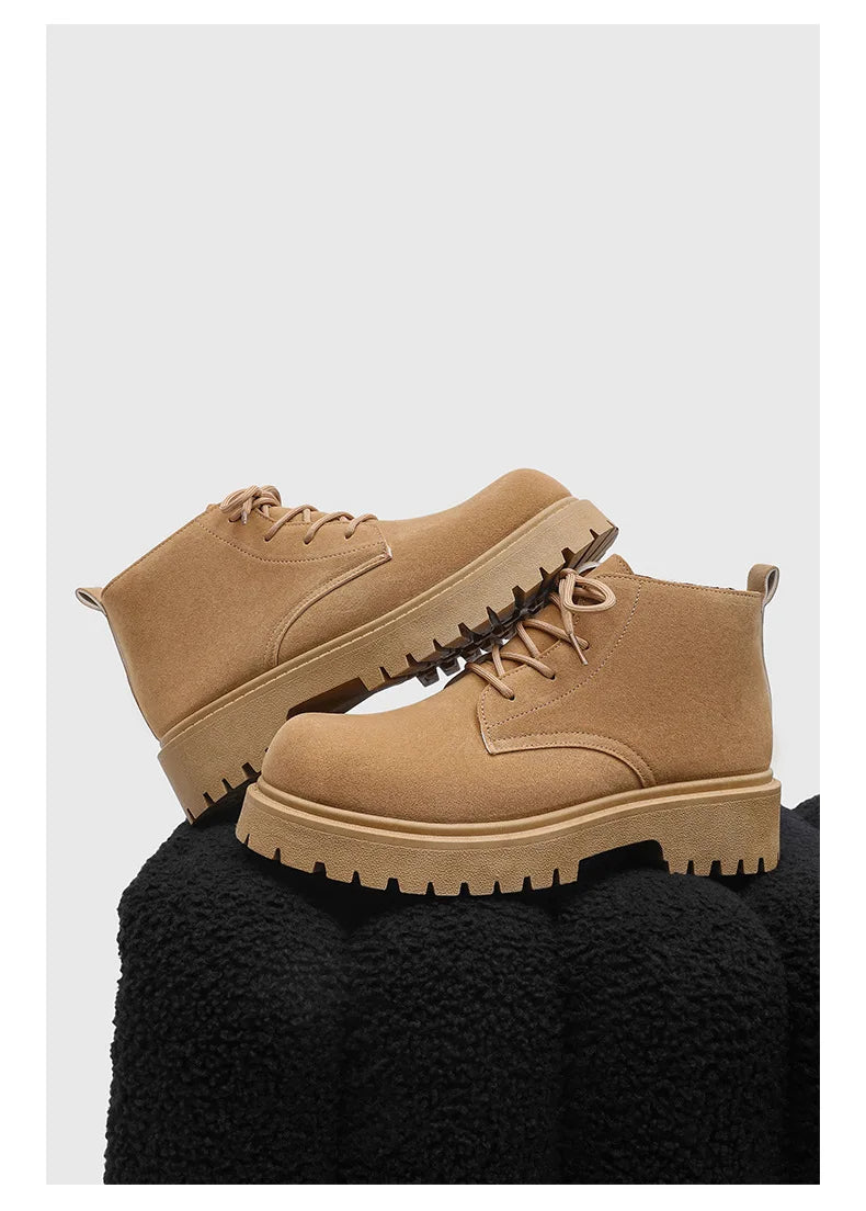 Men's High Top Platform Boots British Style High-end Chelsea Boots Fashion Retro Men Tooling Ankle Boots Mens Shoes Botas Hombre