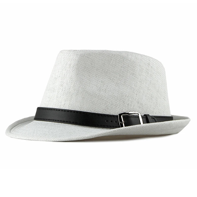 Spring and summer straw woven hats, fashionable top hats, sun protection and sunshade hats, British retro gentleman jazz hats