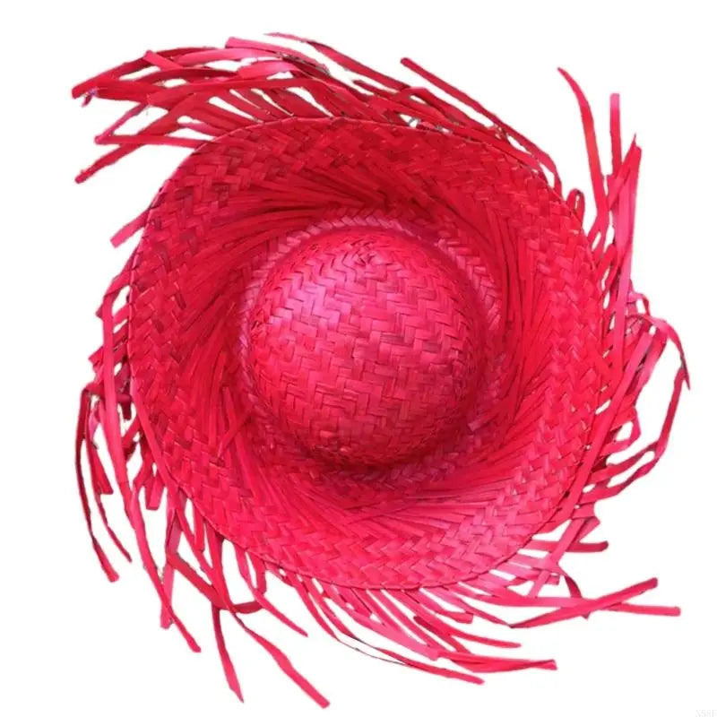 Trendy Mexicanos Straw Hat with Ripped Brim, for Festivals Fiesta Summer Mexicanos Theme Party Colorful Straw Hat