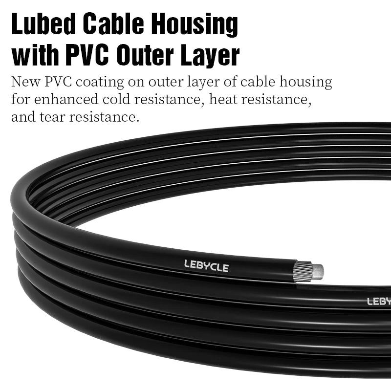 LEBYCLE MTB Road Bicycle Brake Line 1.7m Derailleur Shift Inner Wire 1.55/2.1m Brake Hose 2.5m Teflon Coated Bike Cable