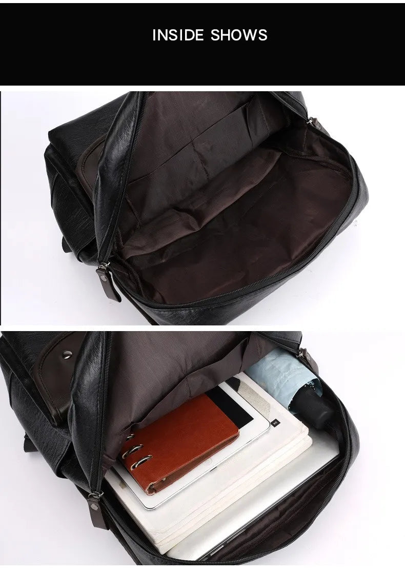 New Backpack Men's Trendy Retro Bag Business Computer Bag Travel Weekend Large Capacity Waterproof and Durable Leather Backpack