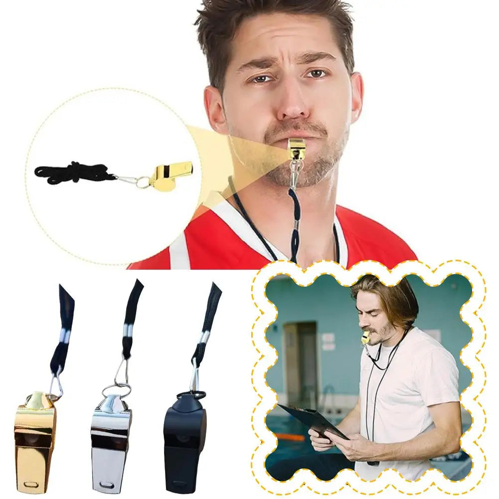 1PC Referee Whistles Metal Whistles Stainless Steel Metal Sports Whistles Sports Equipment With Lanyards Sports Referee Tools