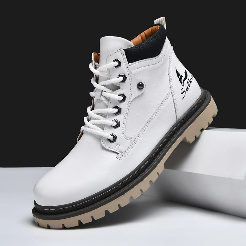 Handmade Men Boots Ankle Winter Leather Shoes Autumn Outdoor Hiking Boots Sneakers Hombres Botas High Top Footwear Anti Slip