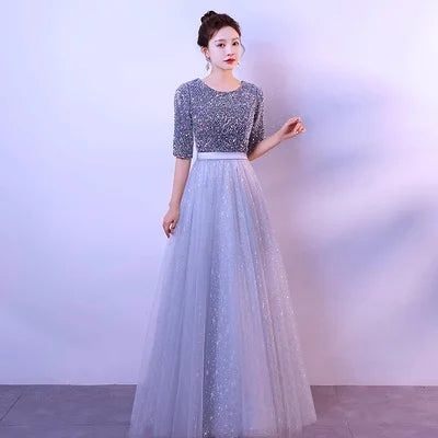 DMZ-75#Evening Bridesmaid Dresses Long Chorus Costume Host Adult Christmas Dress Sequin Wholesale Royal Blue Red  Wine Red Gary