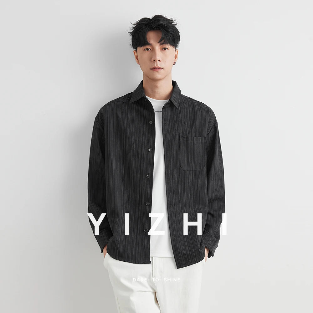 Loose Long Sleeve Casual Shirt for Men Autumn Trendy Versatile Street Style Hong Kong Wind INS Male Fashion Outerwear