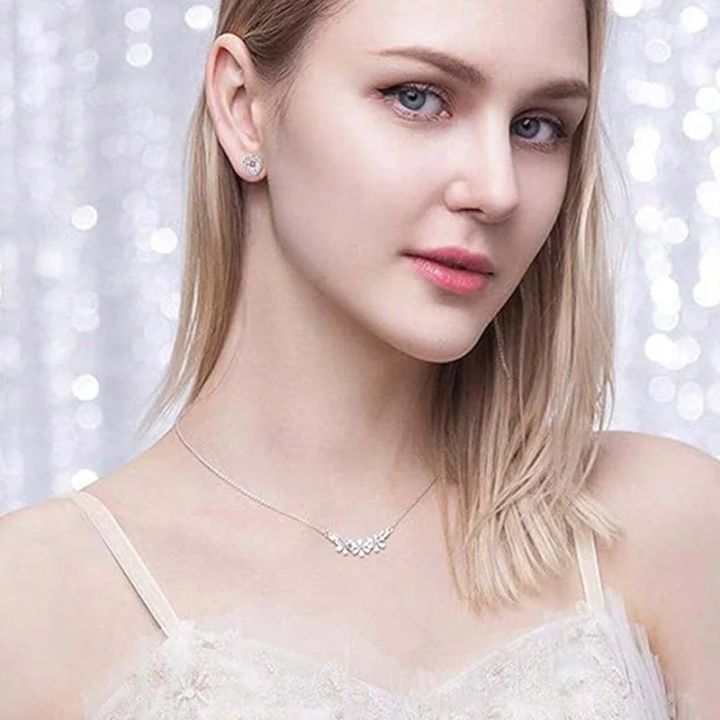 Six pairs of earrings, heart-shaped flowers, butterflies and rainbows, paired with shiny zircon stainless steel, are perfect for