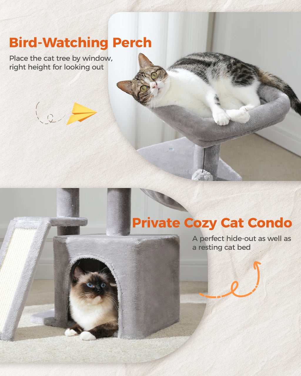 Flower Cat Tree for Indoor Small Cat Tower with Sisal Scratching Ramp Cozy Hammock and Removable Top Perch Cat Condo Kittens Toy