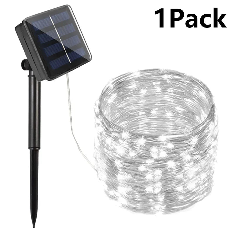 7M/12M/22M/32M LED Solar String Fairy Lights Outdoor Path Garlands Lamp Patio Waterproof Christmas Wedding Garden Street Lights