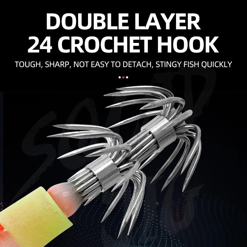 Glow-in-the-dark wood shrimp squid hook plastic hard bait blowpipe octopus hook lure fake bait squid bait