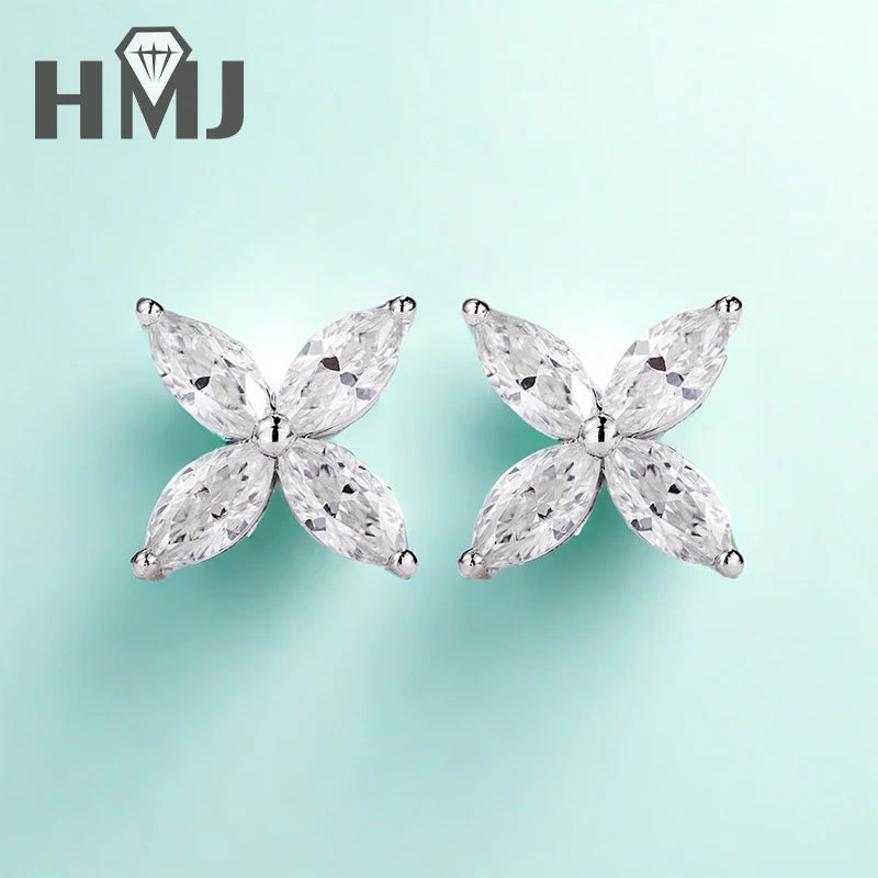 925 Sterling Silver Plated 18K Gold Earrings  100% Real Moissant 1 Carat D Color Necklace Engagement Wedding Party Fine Jewelry