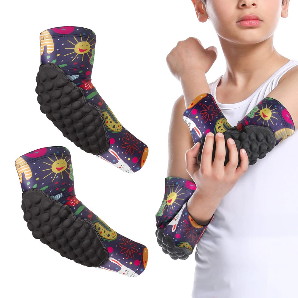Sports Children Elbow Support - Compression Arm Protective Elbow Guards for Football Basketball Baseball Bowling Tennis Hockey