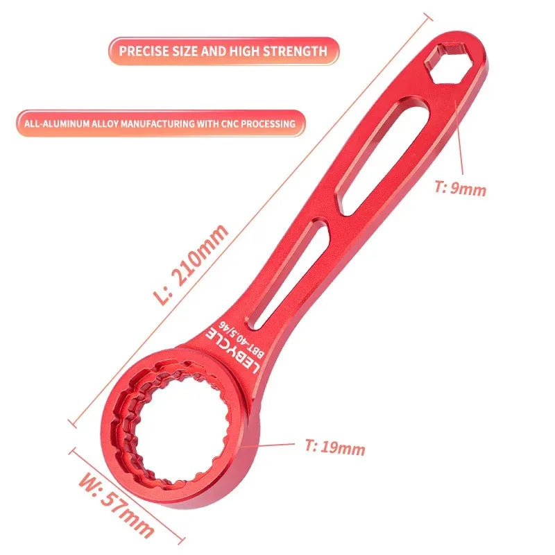 LEBYCLE 4-in-1 Aluminum BB Tool 39/40.5/44/46mm Multi-Function Bottom Bracket Wrench for Road/MTB Bicycle Maintenance Accessorie