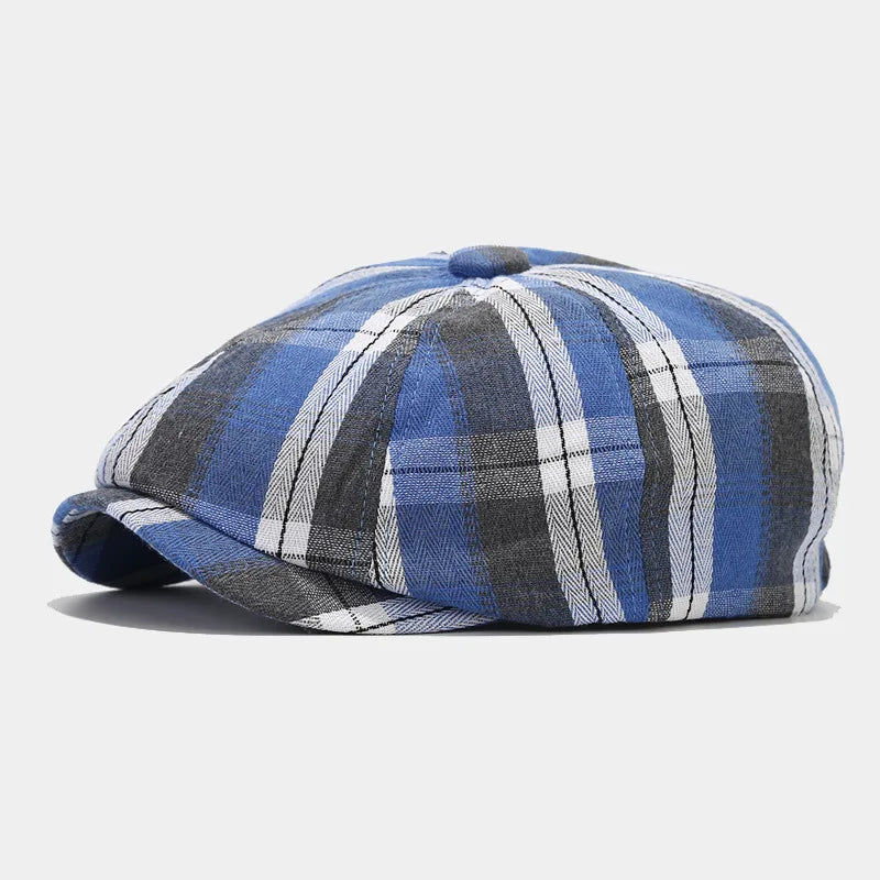 Men Women Autumn New Checkered Octagonal Hats Art Retro Newspaper Children's Hats Men's Casual Painter Duck Tongue Hats