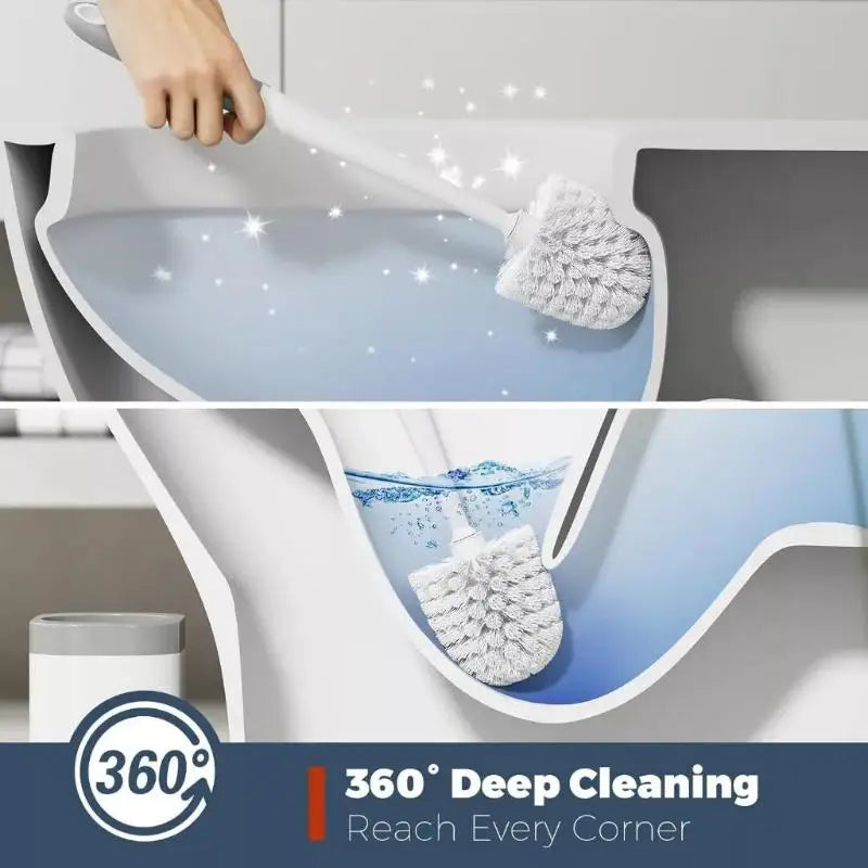 Bathroom Cleaning Made Easy with 4-In-1 Multifunctional Toilet Brush, Full 360° No Dead Corner Cleaning Set.
