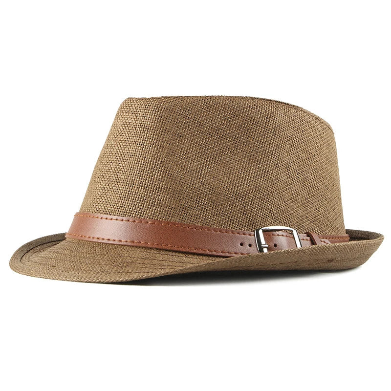Spring and summer straw woven hats, fashionable top hats, sun protection and sunshade hats, British retro gentleman jazz hats