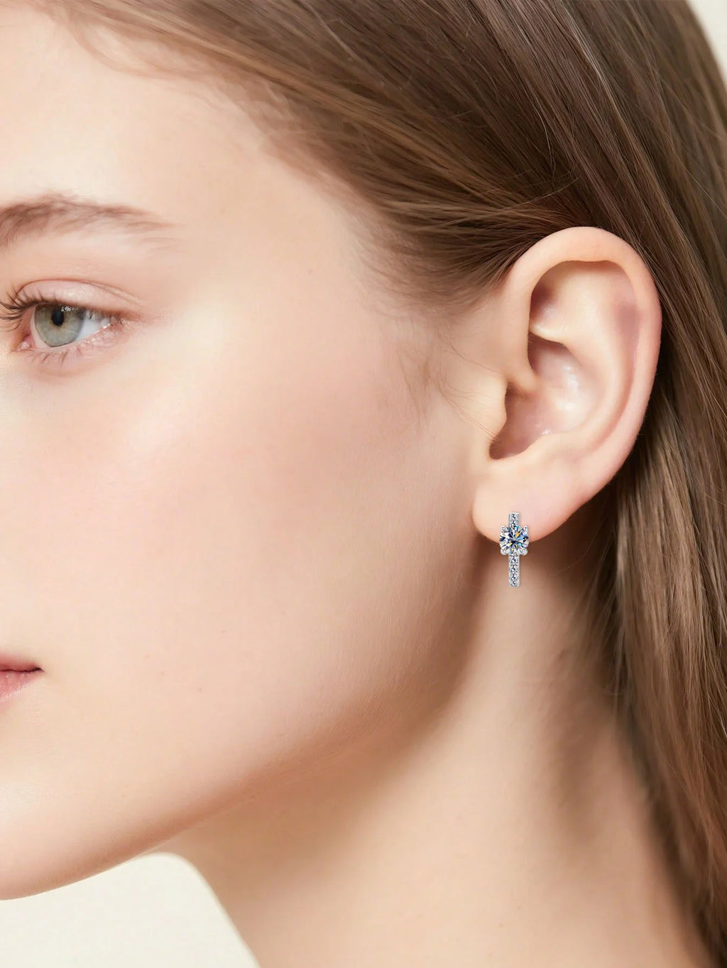 A pair of 925 sterling silver, sparkling zircon double-ring earrings – exquisite, elegant, stylish ear jewelry – hypoallergenic,