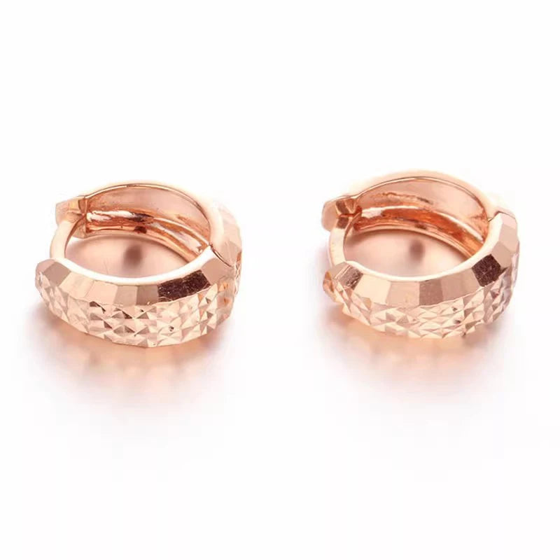 585 Purple Gold Plated 14K Rose Gold Shiny Textured earrings for women New in Simple earings Classic style Jewelry