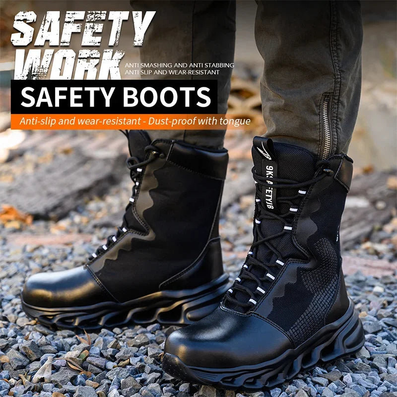 New Fashion 2024 Men Boots Safety Shoes Security Steel Toe Cap Military Boots Working Steel Toe Anti-Smashing Men's Work Boots