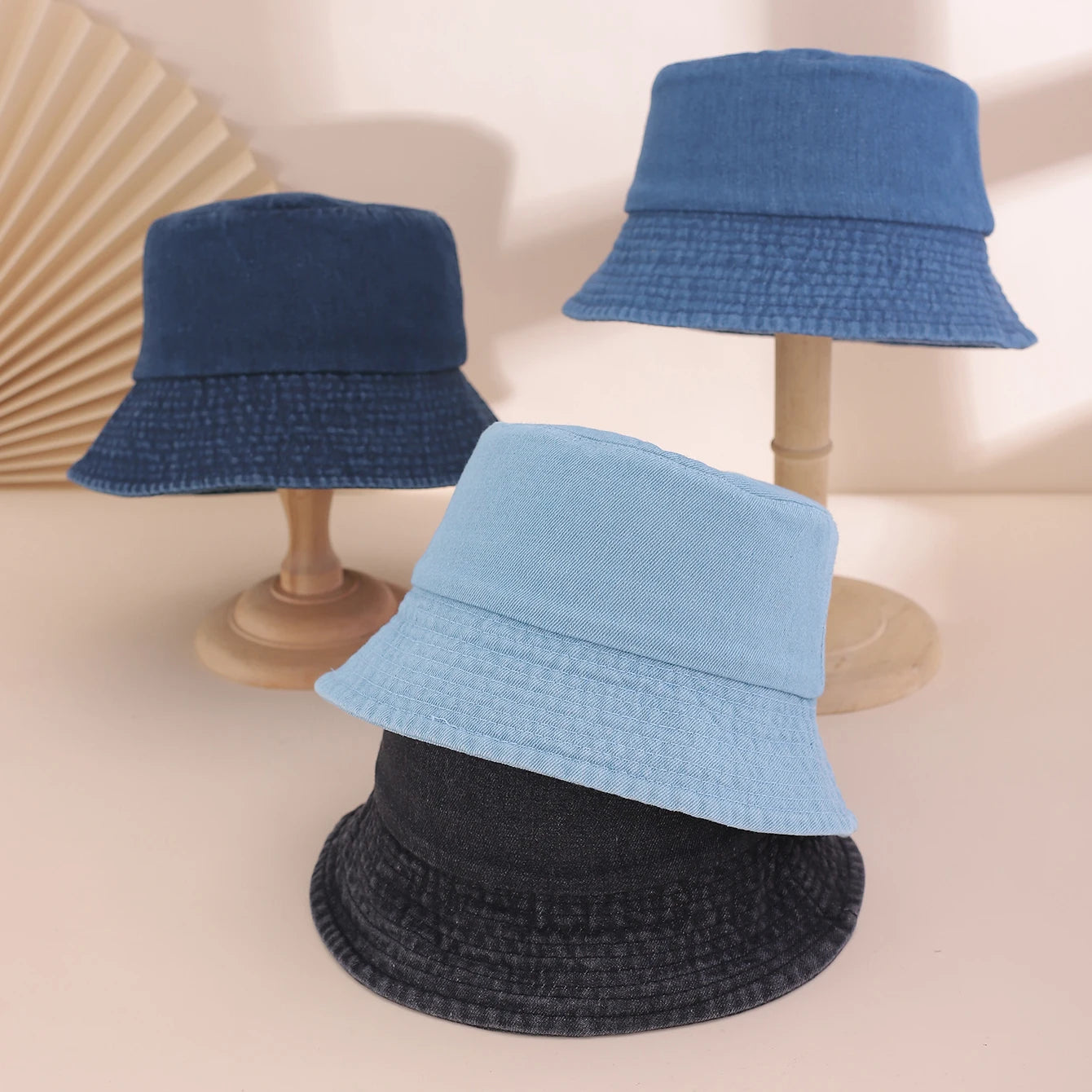 Hong Kong-style simple solid-color washed polished large-brimmed fisherman's hat, casual and versatile flat-topped basin hat