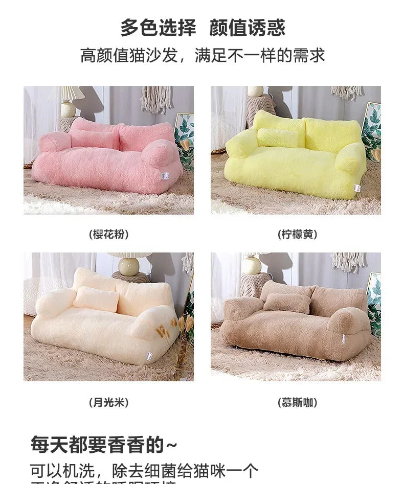 Cat Bed House Plush Dog Sofa Beds Washable Warm Pet Dog Nest Cat Beds Sofa Comfortable CatS Cushion Dog Sleep Winter Furniture