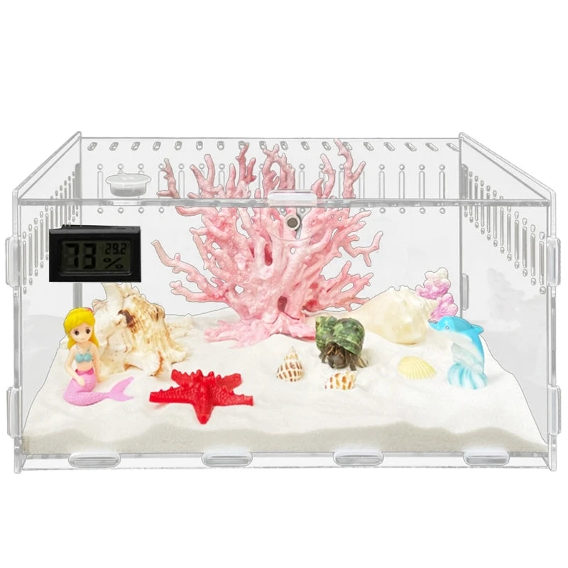 Reptiles Feeding Box Acrylic Terrariums Container for Spiders Lizards Small Pet Mini Habitat 2 Size
