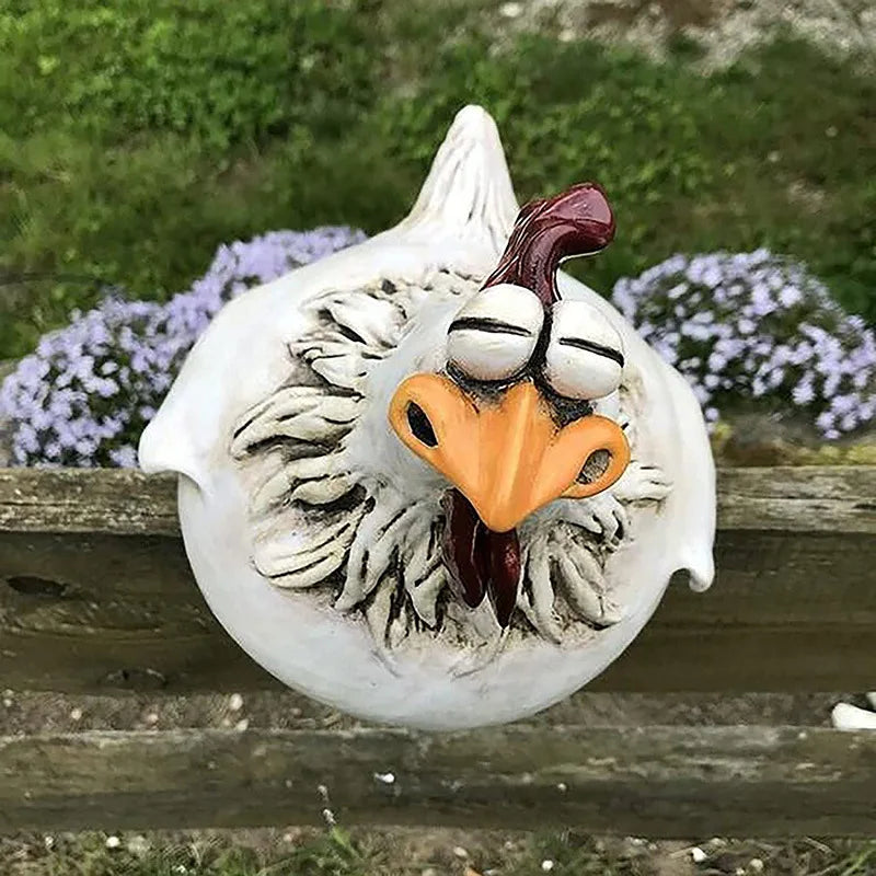 Funny Fence Chicken Spoof Rooster Garden Decoration Ornaments Resin Craft Garden  Garden